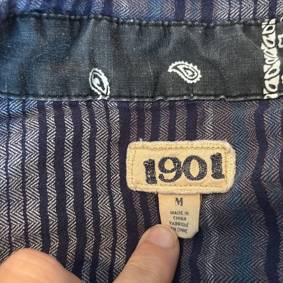 1901 men’s blue long sleeve button down shirt size medium - Picture 7 of 8